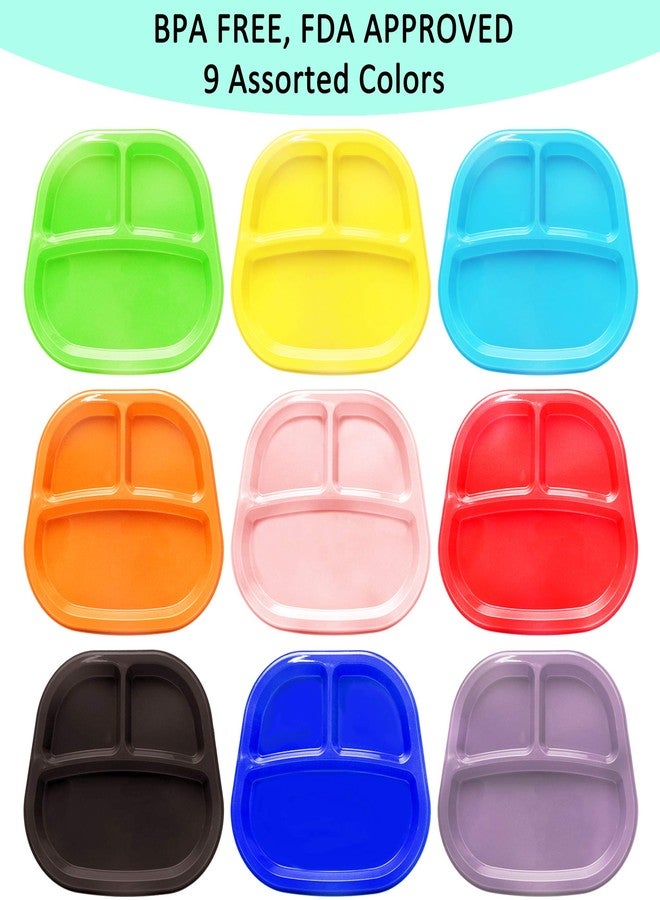 Youngever 3-Compartment Divided Plastic Kids Tray, 3 Compartment Plates, Set of 9 (9 Rainbow Colors) - Image 4